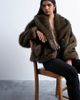 Topshop Topshop faux fur boxy shawl coat in mink-Neutral - 1