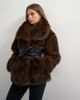 Topshop Topshop faux fur coat with faux leather belt in brown-Gray - 2