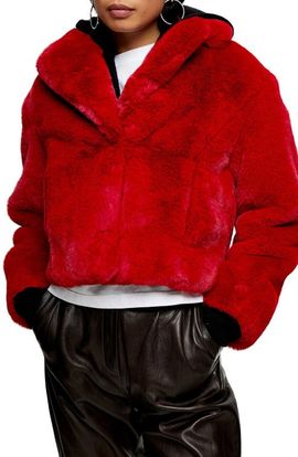 Topshop Topshop Faux Fur Crop Jacket