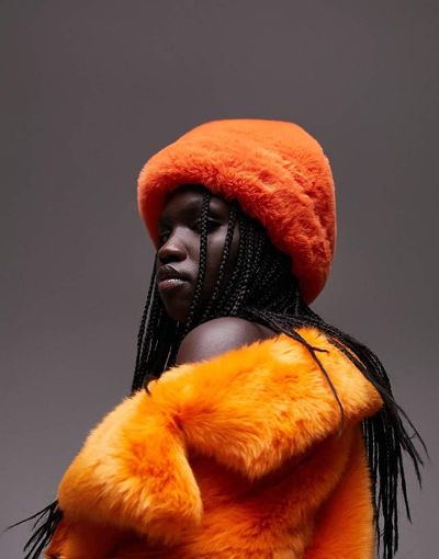 Topshop Topshop faux fur hat in orange