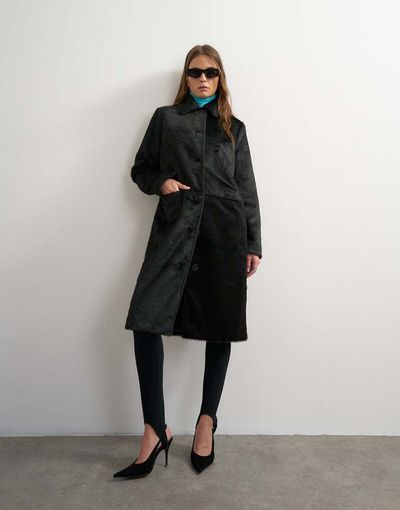 Topshop Topshop faux fur long coat in black