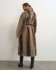 Topshop Topshop faux fur long line coat with faux leather belt in mocha-Brown - 3