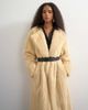 Topshop Topshop faux fur longline coat with faux leather belt in beige-Yellow - 4