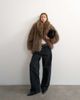 Topshop Topshop faux fur mid length shawl jacket in light brown - 1