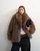 Topshop Topshop faux fur mid length shawl jacket in light brown - 3