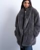 Topshop Topshop faux fur shawl mid-length coat in charcoal-Gray - 2