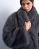 Topshop Topshop faux fur shawl mid-length coat in charcoal-Gray - 3