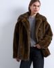 Topshop Topshop faux fur short car coat in natural stripes-Multi - 1