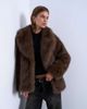 Topshop Topshop faux fur short jacket with buttons in chocolate-Brown - 1