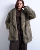 Topshop Topshop faux fur striped shawl mid length coat in black - 1