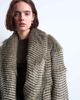 Topshop Topshop faux fur striped shawl mid length coat in black - 3