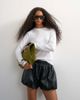 Topshop Topshop faux leather bubble short in black - 1