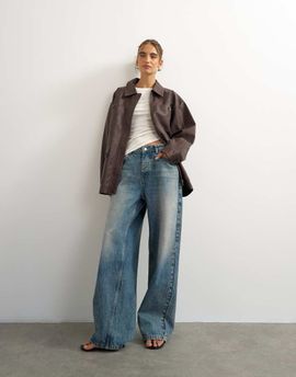 Topshop Topshop faux leather cinched jacket in washed brown