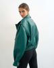 Topshop Topshop faux leather cropped bomber jacket with zippers in green - 3