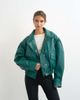 Topshop Topshop faux leather cropped bomber jacket with zippers in green - 4