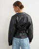 Topshop Topshop faux leather cropped moto with tie belt in black - 4