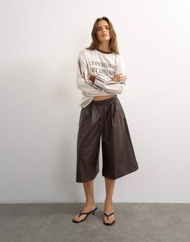Topshop Topshop faux leather culottes in brown