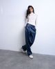 Topshop Topshop faux leather high rise pleated straight leg pants in navy - 1