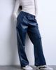 Topshop Topshop faux leather high rise pleated straight leg pants in navy - 3