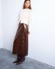 Topshop Topshop faux leather high shine midi skirt in brown - 1