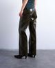 Topshop Topshop faux leather high shine scoop pocket wide leg pants in washed green - 3