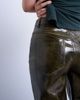 Topshop Topshop faux leather high shine scoop pocket wide leg pants in washed green - 4