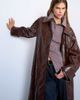 Topshop Topshop faux leather high shine trench coat in washed brown - 2