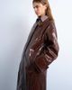 Topshop Topshop faux leather high shine trench coat in washed brown - 3
