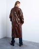 Topshop Topshop faux leather high shine trench coat in washed brown - 4