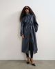 Topshop Topshop faux leather longline cinch waist trench coat in navy-No color - 1