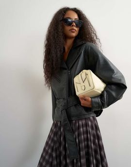 Topshop Topshop faux leather moto jacket in black