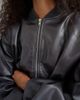 Topshop Topshop faux leather oversized zip up bomber jacket in washed black - 2