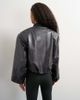 Topshop Topshop faux leather oversized zip up bomber jacket in washed black - 3