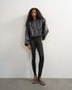 Topshop Topshop faux leather oversized zip up bomber jacket in washed black - 4