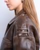 Topshop Topshop faux leather ovoid sleeve bomber jacket in washed brown - 3