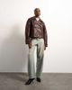 Topshop Topshop faux leather ovoid sleeve short trench in brown - 3