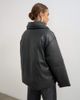 Topshop Topshop faux leather pillow scarf puffer jacket in black-Green - 4