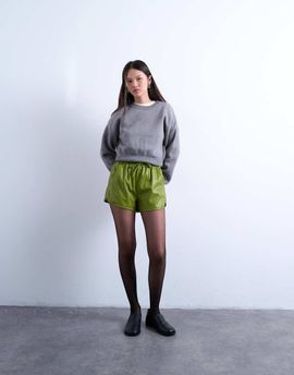 Topshop Topshop faux leather running shorts in green