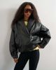 Topshop Topshop faux leather shawl collar bomber jacket in black - 1