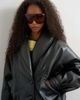 Topshop Topshop faux leather shawl collar bomber jacket in black - 4