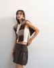 Topshop Topshop faux leather tailored mini skirt in coffee-Brown - 3