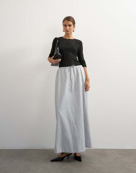 Topshop Topshop faux leather tie waist slouchy slim maxi skirt in light gray