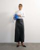 Topshop Topshop faux leather topstitch column maxi skirt in black - 3