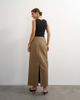 Topshop Topshop faux leather topstitch column maxi skirt in tan-NEUTRAL - 2