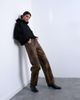Topshop Topshop faux leather washed brown straight leg pants in brown - 1