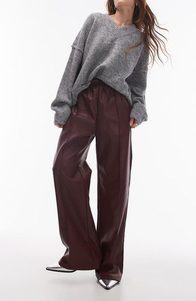 Topshop Topshop Faux Leather Wide Leg Drawstring Pants