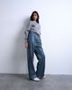 Topshop Topshop faux leather wide leg sweatpants with pinseam detail in blue-Green - 1
