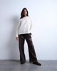 Topshop Topshop faux leather wide leg sweatpants with pinseam detail in chocolate-Brown - 1
