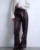 Topshop Topshop faux leather wide leg sweatpants with pinseam detail in chocolate-Brown - 3