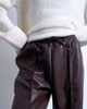 Topshop Topshop faux leather wide leg sweatpants with pinseam detail in chocolate-Brown - 4